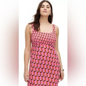 Diane Von Furstenberg by TARGET Women's 90's Shift Pink Modern Geo Mini Dress